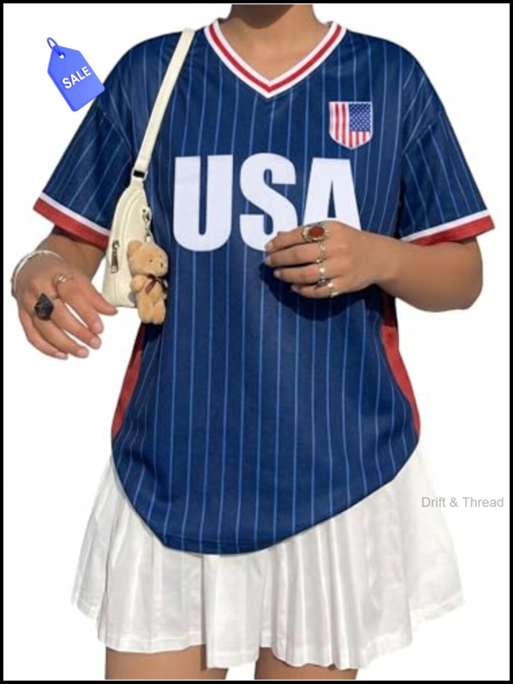 Women's Soccer Jersey V-Neck Graphic T-Shirt Oversized Casual Game Day
